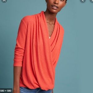 Orange Anthropologie Woodruff Top
